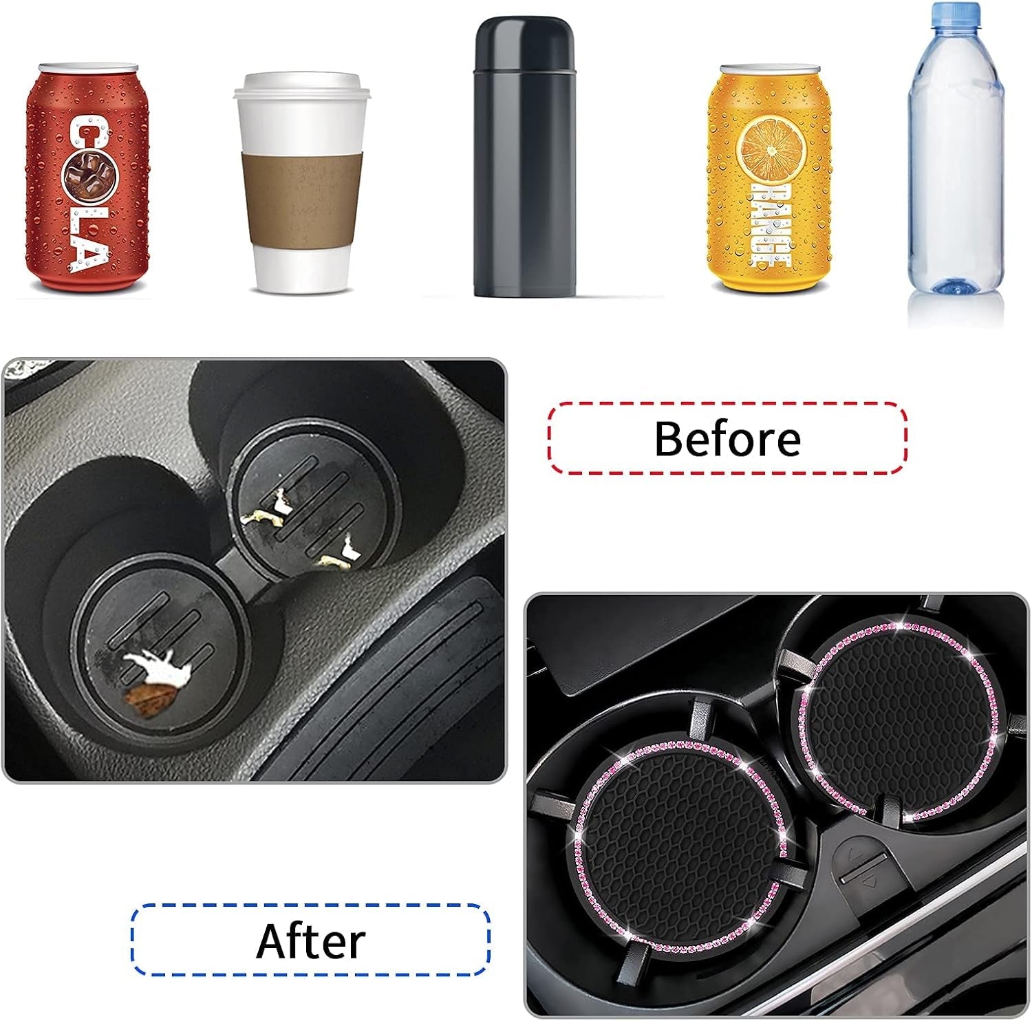 4-pack-car-coasters-universal-vehicle-bling-car-coaster-cute-rhinestone-coaster-for-cup-holders-interior-accessories-2-75-silicone-anti-slip-car-coasters-for-women-pink-crystal-circle
