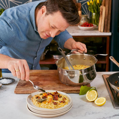 Jamie Oliver by  Cooks Smart 10-Piece Stainless Steel Cookware Set | Stainless Steel Interior, Thermo-Fusion Induction Base, Oven Safe to 500°F, Dishwasher Safe, Heat Indicator Included10