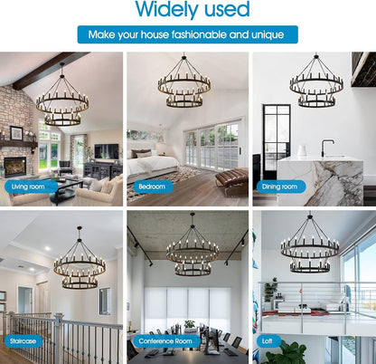 48" Wagon Wheel Chandelier 36-Light Large Black Chandelier High Ceiling3