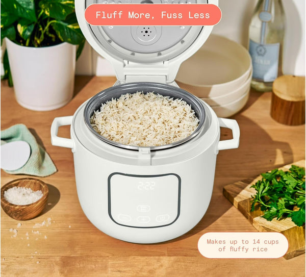 14-Cup Electric Rice Cooker with Automatic Keep Warm and Removable Nonstick Pot for Home Cooking (White)3