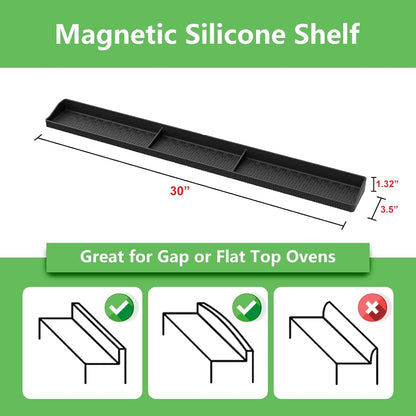 Stove Top Shelf 30 Inch - Silicone Material Magnetic Shelf for Stove -Black2