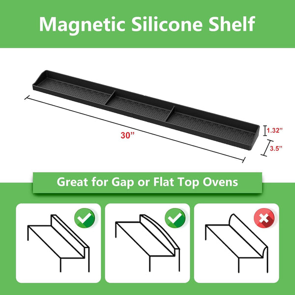 Stove Top Shelf 30 Inch - Silicone Material Magnetic Shelf for Stove -Black2