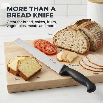 10-Inch Serrated Bread Knife with Sheath for Sourdough, German Steel8