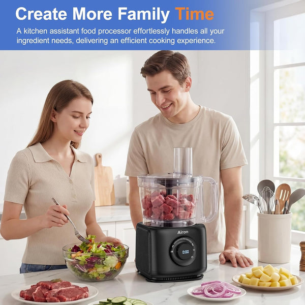 7-In-1 Professional Food Processor, 1000W Powerful Electric Vegetable Chopper, 14-Cup XL Bowl, Large Feed Chute, Cheese Shredding, Meat Chopping, Shredding and Slicing, Mixing and Doughing, Black6