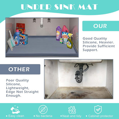 Waterproof Silicone under Sink Mat 31'' X 22'' Shelf Liner for Kitchen and Bathroom, Cabinet and Counter Protector, Storage and Organizers, Litter Mat, Pet Cat Puppy Essentials(Dark Grey)5