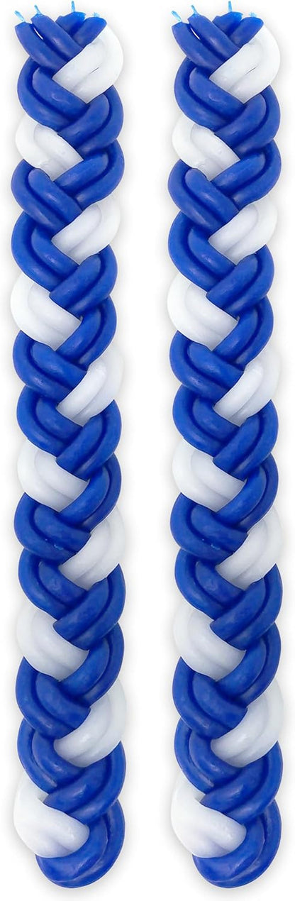 Havdalah Candle - Braided Blue and White - Flat Havdallah Candles - 2 Pack5