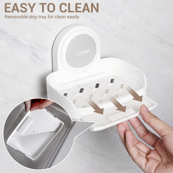4 Pack Shower Caddy Set - Suction Cup Shower Shelf+Soap Dish+Hooks - 1 Sec Installation No-Drill Removable Powerful Waterproof Organizer for Bathroom/Kitchen/Rv 22LBS Capacity Removable6
