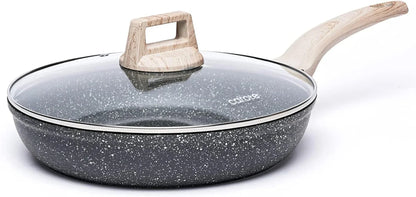 Non Stick Frying Pan, 10 Inch Classic Granite Skillet with Glass Lid | Healthty Non Toxic Kitchen Stone Cookware, Compatible with All Stovetop, Easy to Clean, PFOA Free1