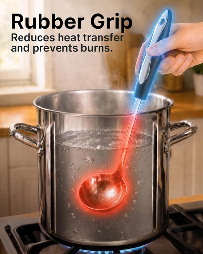 Premium Soup Ladle - 12" Stainless Steel with Non-Slip Silicone Handle4