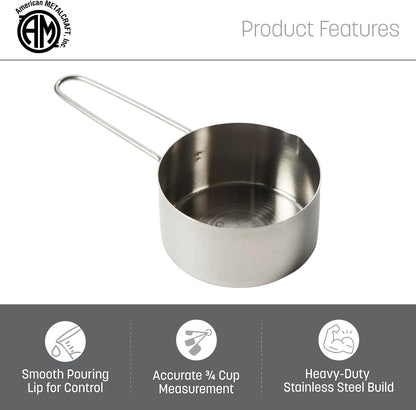 , Inc. MCW75 3/4 Stainless Steel Measuring Cup, 3/4-Cup, Silver, 1 Count (Pack of 1)3
