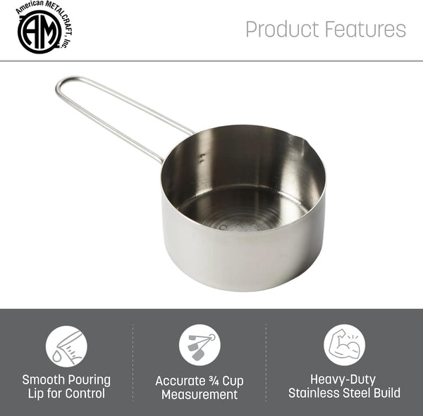 , Inc. MCW75 3/4 Stainless Steel Measuring Cup, 3/4-Cup, Silver, 1 Count (Pack of 1)3
