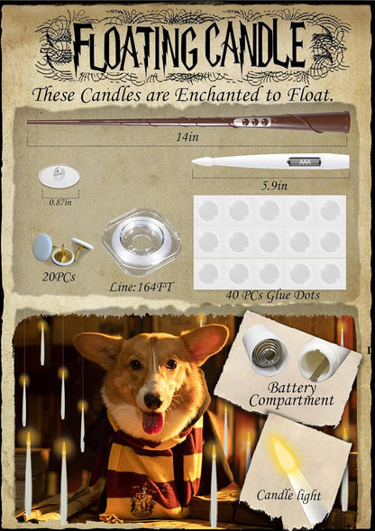 Halloween Decoration Floating Candle with Wand Magic LED Flickering-20Pcs3
