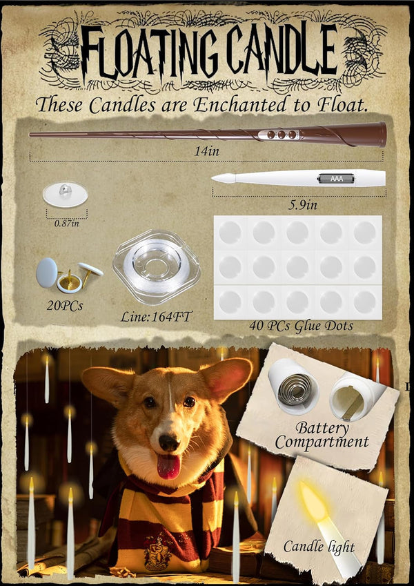 Halloween Decoration Floating Candle with Wand Magic LED Flickering-20Pcs3