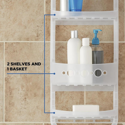 Shower Caddy Hanging, Large Heavy Duty Plastic Shower Organizer with 2 Shelves and 1 Deep Basket, White4