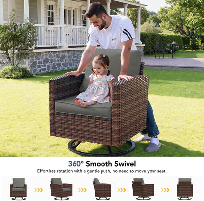 6 Piece Patio Furniture Set with Swivel Chairs,Patio Set,Dark Grey7