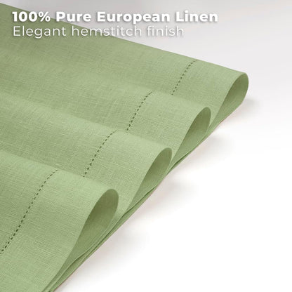 Signature Linen™ by D'Moksha, Sage Green Placemats Set of 4, 14 X 19 Inch, 100% Pure Linen Table Mats, Hemstitch, Machine Washable Cloth Placemats- Fall, Weddings, Outdoor Hosting3