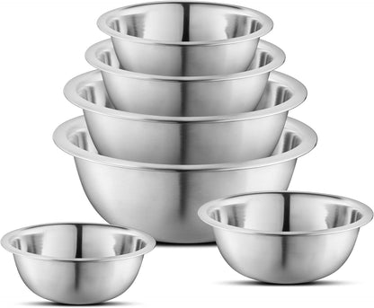 Set of 6 Premium Stainless Steel Mixing Bowls Set, Easy to Clean, Space Saving Nestable Design, Great for Cooking, Baking, Prepping (0.75Qt, 1.5Qt, 3Qt, 4Qt, 5Qt, 8Qt)2