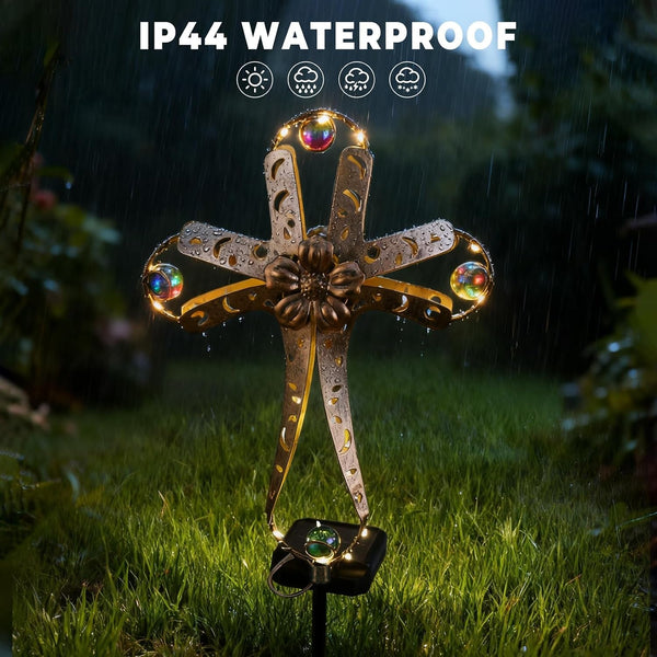 Leds Solar Stake Lights for Garden Metal Warm White, Memorial Gift - Perfect as Remembrance & Sympathy Gifts (Angel-Bronze) (Cross)5