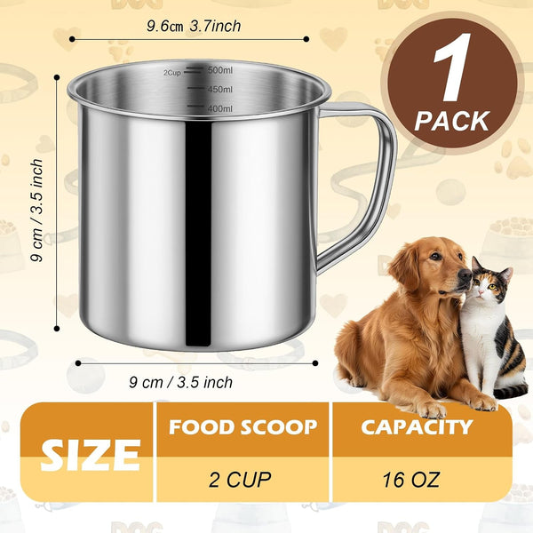 2 Cup Dog Food Scoop,Dog Food Measuring Cup Pet Food Scoop for Dogs,Cats,Birds2