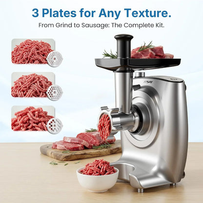 Electric Dough Mixer, Stand Mixer with Meat Grinder, Juicer | 4-In-1 Multifunctional Stand Mixer with Salad Maker 5.3QT Dough Mixer with Fermentation and Stainless Steel Bowl Home Kitchen5