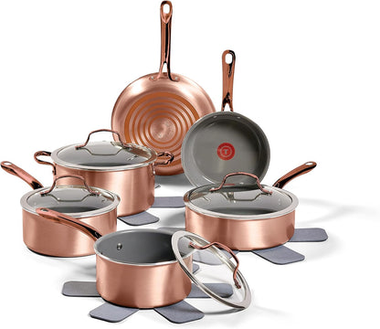Preserve Ceramic, Non Stick Cookware Set 13-Piece, Oven & Broiler Safe up to 350°F, Includes Stockpot, Saucepans, Frying Pans, Protectors, Pots and Pans, Rose Gold1