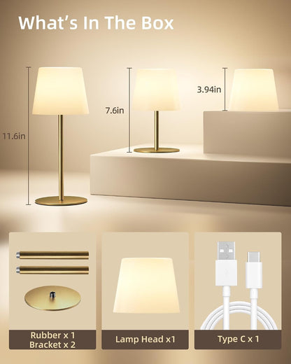 Outdoor Cordless Table Lamp, IP65 Waterproof 4500Mah Rechargeble Shower Lamp, Dimmable Touch Lamp, LED Night Light Lamp for Bathroom Patio Camping Restaurant Home 1 Pack (Gold)8
