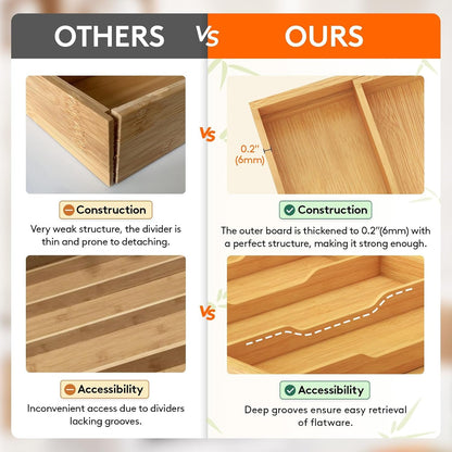 Bamboo Utensil Organizer for Kitchen Drawer, Cooking Utensil Tray6