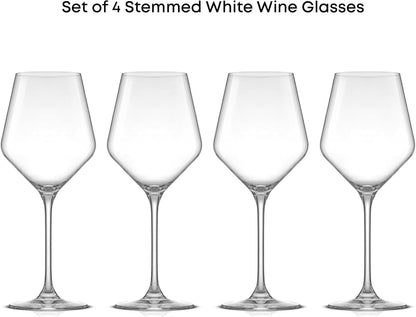 Layla White Wine Glasses, Set of 4 Italian Glasses, 13.5 Oz Clear – Made in Europe3
