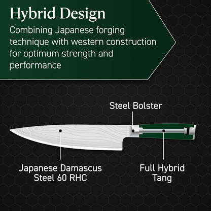 Hexclad 8" Japanese Damascus Stainless Steel Chef Knife, Full Tang Handle4