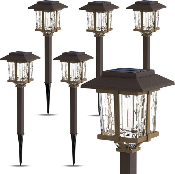 Solar Outdoor Lights Waterproof 6 Pack, 2-Tone Solar Garden Lights2