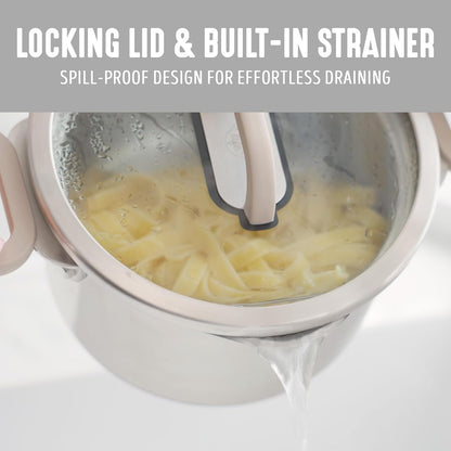 BK Twisting by  Stainless Steel 6 Piece Locking Lid Cookware Set, Built in Strainer, Induction Pots & Pans, Drip-Free Pour Spouts, Silicone Handles, Saucepan, Stock Pot, Dishwasher Safe5