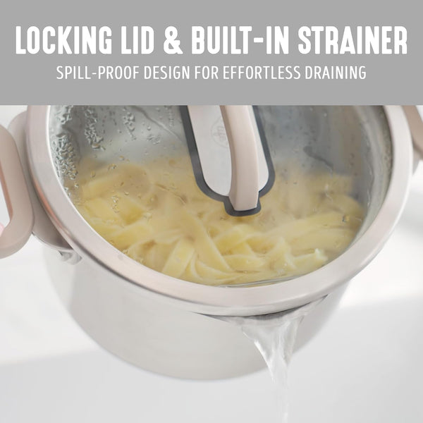 BK Twisting by  Stainless Steel 6 Piece Locking Lid Cookware Set, Built in Strainer, Induction Pots & Pans, Drip-Free Pour Spouts, Silicone Handles, Saucepan, Stock Pot, Dishwasher Safe5