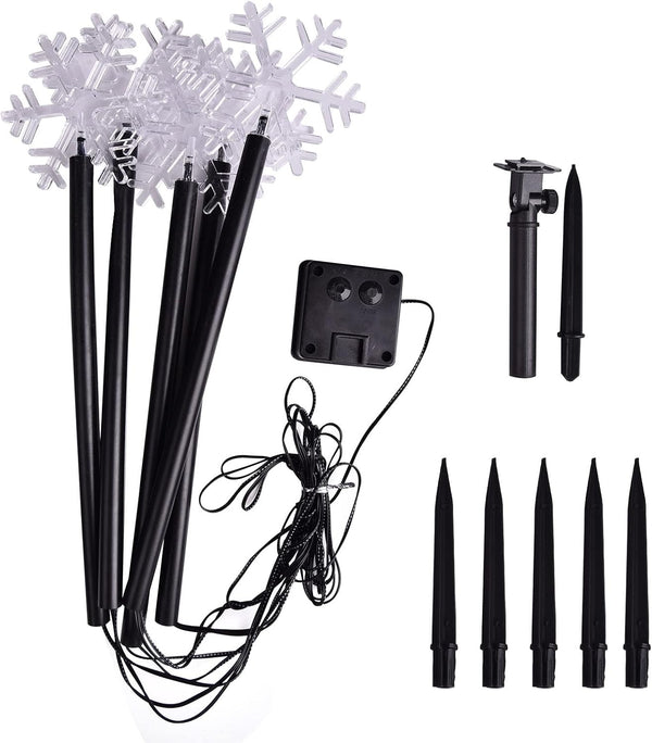 Snowflake Solar Christmas Lights Outdoor, 10 Pack Yard Stakes5