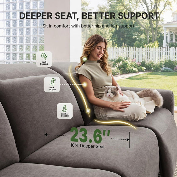 95" Power Recliner Sofa, Zero Gravity Reclining Sofa with Charging Ports, Adjustable Headrest, 3-Seater Modern Zero Wall Hugger Reclining Couches for Living Room, Pet-Friendly Fabric, Gray5