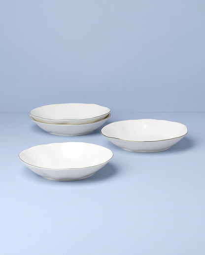 Blue Bay White Porcelain Pasta Bowl Set for 4, 24Oz2