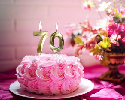 70Th Birthday Candles,Gold Number 70 Cake Toppers,70Th Birthday Decorations for Party Decoration5