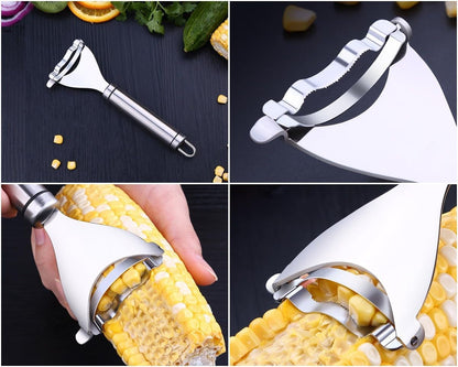 Corn Peeler, Corn Stripper for Corn on the Cob Remover Tool,Stainless Steel Multifunctional Kitchen Grips Corn Planer Cob Cutter Kernels, with Hand Protect9