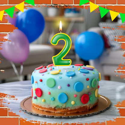 Street Party Decorations Birthday Candle Number 2 Cake Topper5