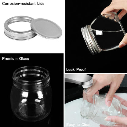 24 Pack 10 Oz Glass Mason Jars, Canning Jars with Regular Mouth Lids | 300 Ml Glass Jars Storage Containers for Overnight Oats, Jam, Jelly, Honey, Beans, Spice, Wedding Party Favors, Shower Favors3