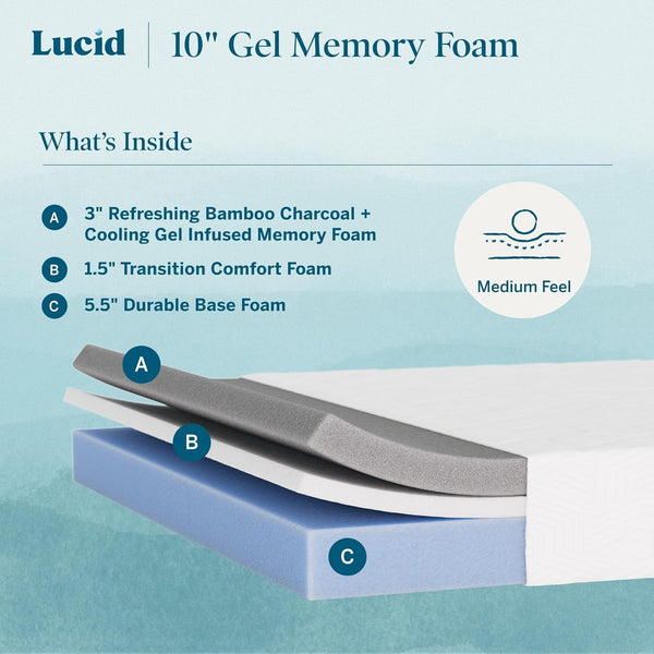 ® 10" Medium Gel Memory Foam Mattress – Bamboo Charcoal & Cooling Gel – Fiberglass Free – Bed in a Box – Certipur-Us® Certified – King Size2