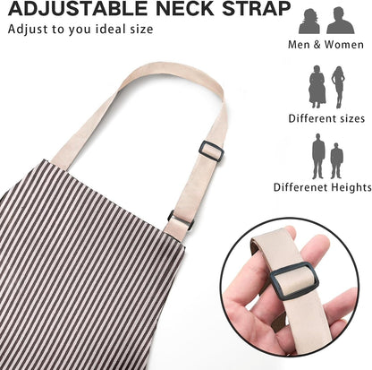 Adjustable Bib Apron with 2 Pockets Chef Cooking Kitchen Restaurant Aprons for Women Men2