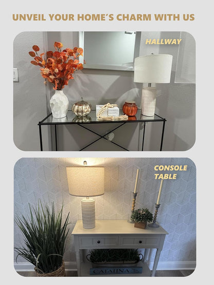 23'' Bedside Table Lamp for Bedroom Nightstands, Modern Ceramic Decor2