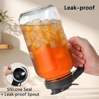 64Oz(2 Quart) Mason Jar Pitcher, Glass Pitcher with Lid for Cold Brew | Airtight, Leakproof, Pour Spout Lid, Ergonomic Handle, Wide Mouth, Thick Glass, Fridge & Dishwasher Safe, for Sun & Iced Tea5