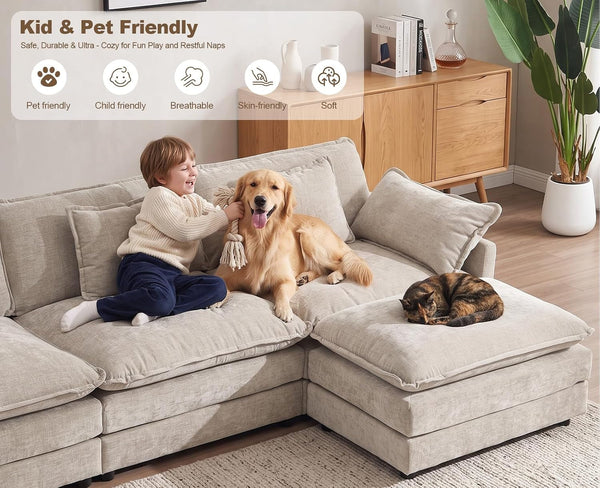 111.5” Modular Sectional Sofa, L Shaped Cloud Couch with Ottoman6
