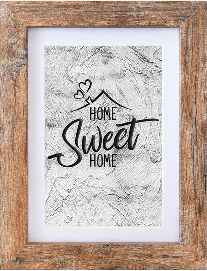 5X7 Picture Frame - Can Display Photo 4X6 with Mat, Wood Frame with Shatterproof Plexiglass, Wall & Tabletop Display, Rustic Brown1