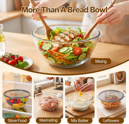 4.7 QT Large Glass Mixing Bowl with Lid for Sourdough Bread7