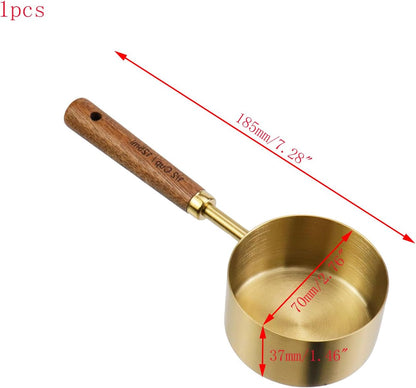 1/2 Cup Stainless Steel Measuring Cup with Wooden Handle, 125Ml2