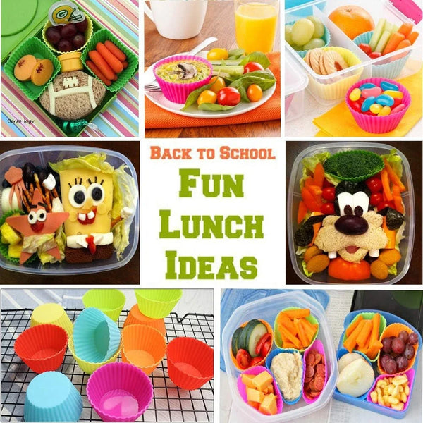 Silicone Bento Lunch Box Dividers 3 Shapes of Standard round & Square & Rectangle - Reusable Silicone Cupcake Liners Non-Stick Muffin Cups for Baking7