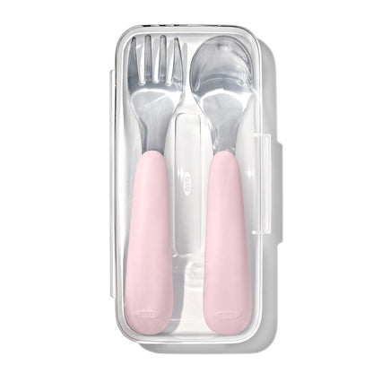 OXO Tot On-The-Go Fork and Spoon Set - Blossom1