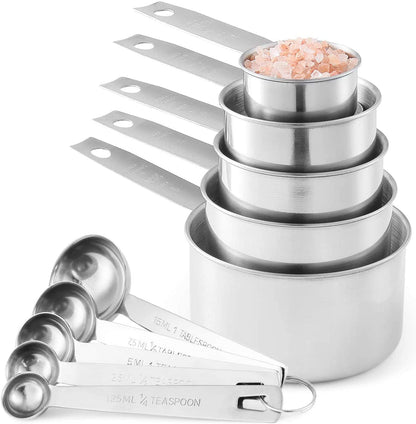 Stainless Steel Measuring Cups and Spoons Set, 10-Piece1